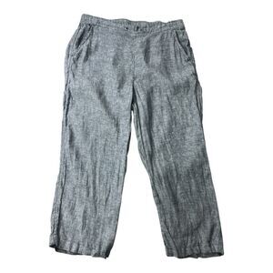 Two by Vince Camuto Grey 100% Linen Women Crop Pants size Small Pullon